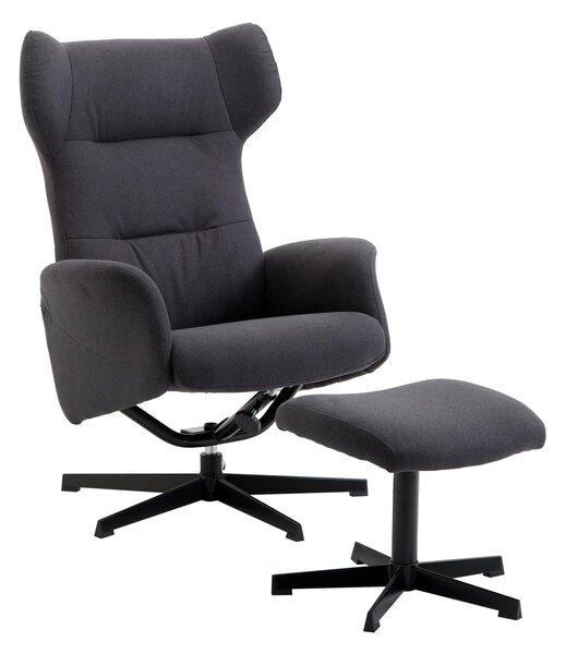 Sedia Poltrona da Ufficio Presidenziale Ergonomica con Poggiapiedi Grigio Scuro