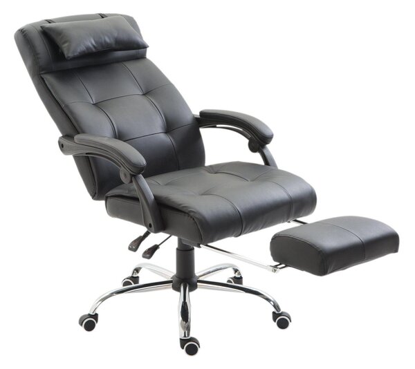 Sedia Poltrona da Ufficio Ergonomica Presidenziale in Similpelle Reclinabile Nera