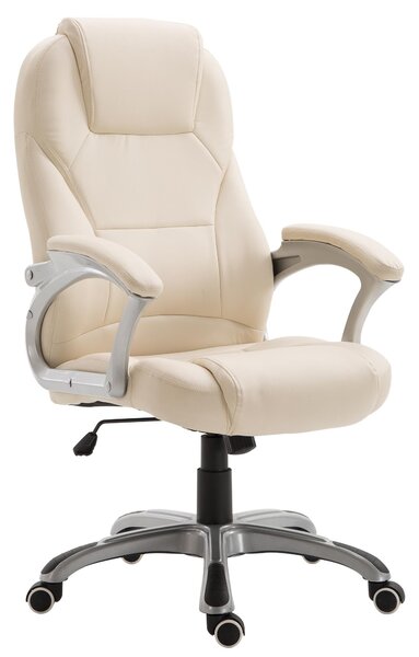 Sedia Poltrona da Ufficio Presidenziale Ergonomica in Similpelle Beige