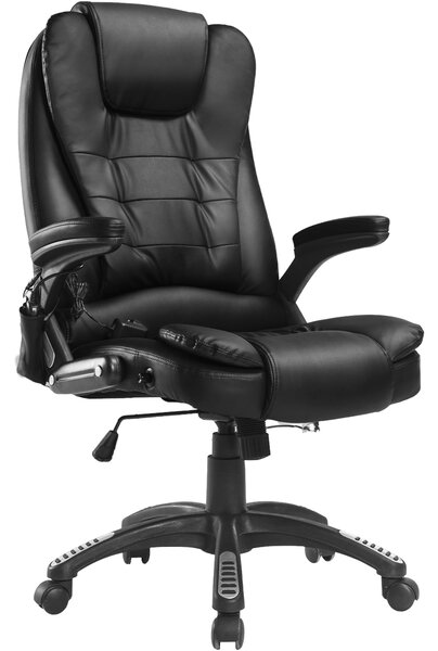 Sedia Poltrona Massaggiante da Ufficio 62x68x121 cm con Riscaldamento in Similpelle Nero