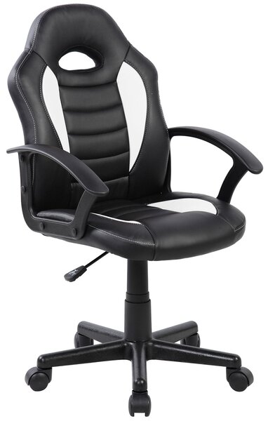 Sedia da Gaming Ergonomica per Bambini 55x56x99,5 cm in Similpelle Nera e Bianca