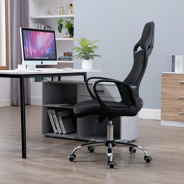 Sedia da Ufficio Presidenziale Ergonomica a Rete Nera