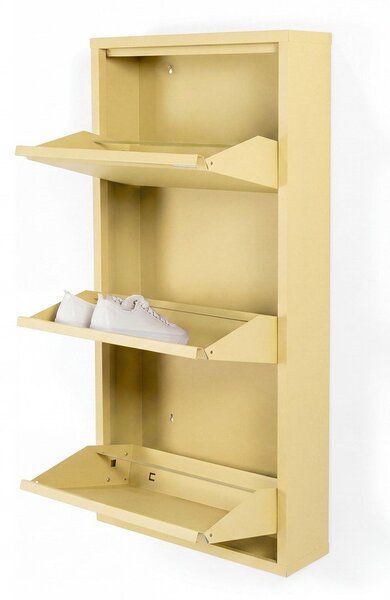 Scarpiera giallo chiaro in acciaio con ante ribaltabili/da parete 50x103x15 cm Billy – Spinder Design