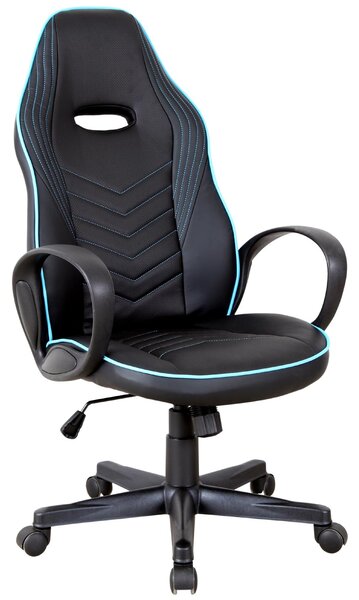 Sedia da Gaming Ergonomica in Similpelle Altezza Regolabile Nera e Azzurra