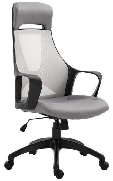 Sedia da Ufficio Presidenziale Ergonomica a Rete con Supporto Lombare Grigia