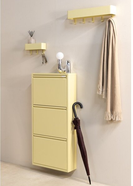 Scarpiera giallo chiaro in acciaio con ante ribaltabili/da parete 50x103x15 cm Billy – Spinder Design
