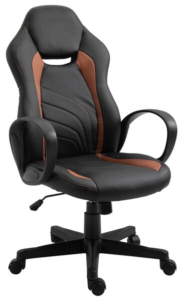 Sedia da Gaming Ergonomica in Similpelle Marrone e Nera