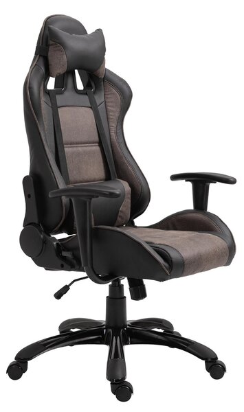 Sedia da Gaming Ergonomica in Similpelle Marrone e Nero