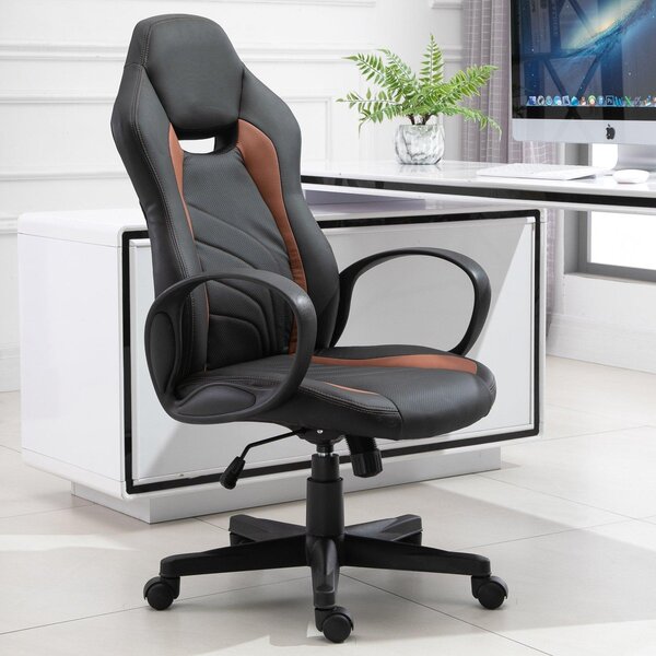 Sedia da Gaming Ergonomica in Similpelle Marrone e Nera