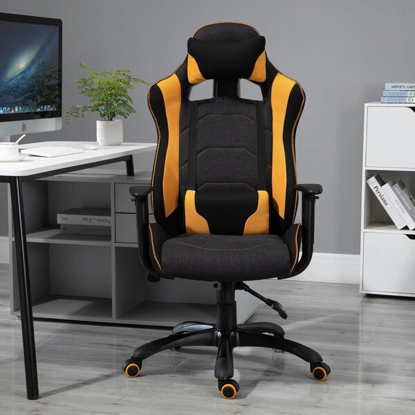 Sedia da Gaming Ergonomica in Poliestere Giallo e Nero