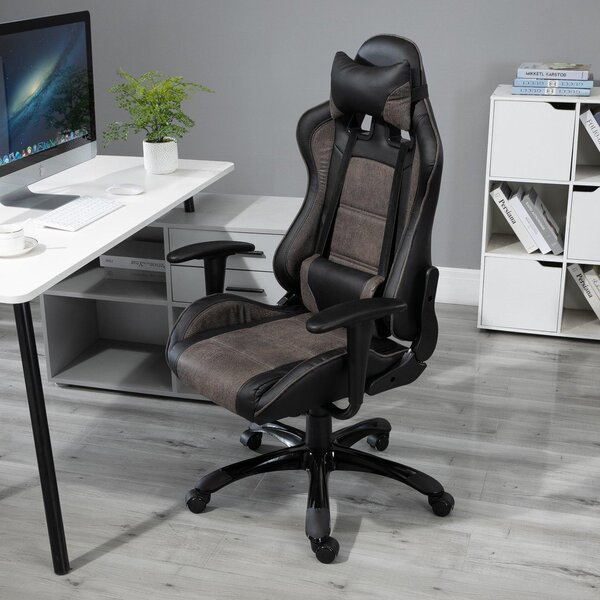Sedia da Gaming Ergonomica in Similpelle Marrone e Nero