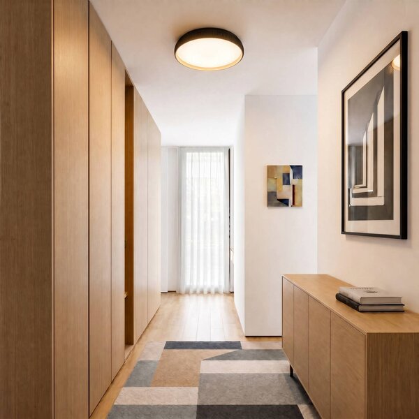 Plafoniera soffitto Jovian Lindby, dimmerabile, Nero, Soggiorno / Sala da pranzo, Plastica, Moderno, Plafoniera