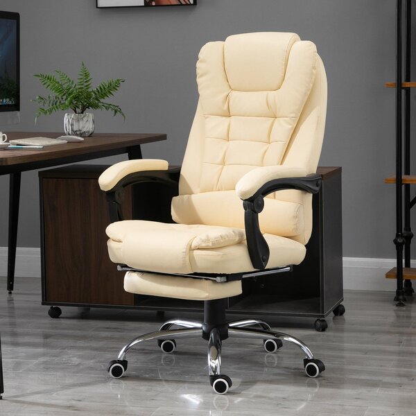 Sedia da Ufficio Presidenziale in Similpelle Beige