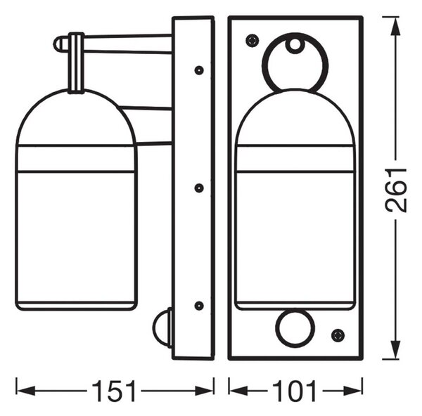 OSRAM Applique da esterno con sensore ENDURA CLASSIC COWBELL grigia IP65 COWBELL, dimmerabile, Alluminio / Grigio / Zincato, Alluminio, Moderno, Applique da esterni