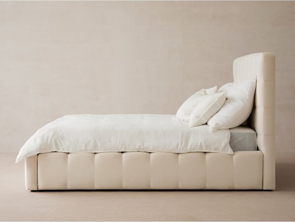 Letto matrimoniale imbottito beige con contenitore con griglia 200x200 cm Bali - Cosmopolitan Design