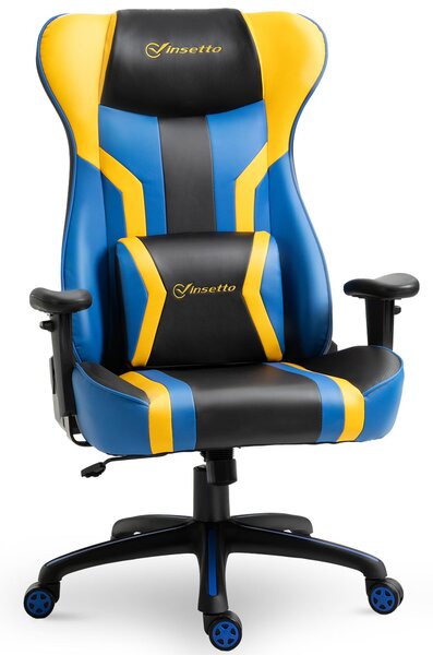 Sedia da Gaming Ergonomica 74x63x118,5- cm Nera Blu e Giallo