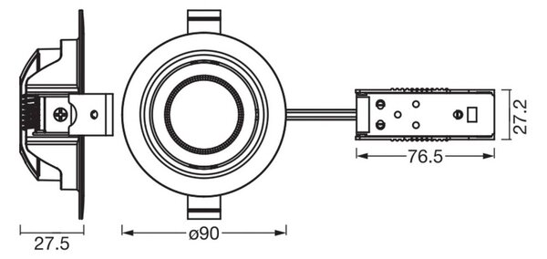 OSRAM Set da 3 faretti LED incasso OSRAM, 2.700 K, 120°, ottone, Ø 9 cm, Ottone / Oro, Soggiorno / Sala da pranzo, Alluminio, Moderno