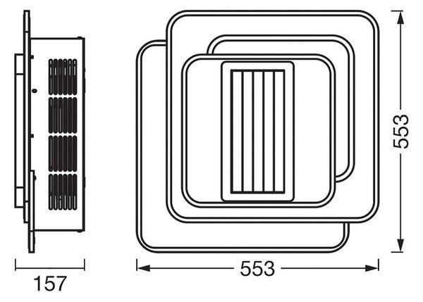 OSRAM Ventilatore da soffitto LED GRILL 55x55 cm bianco con telecomando GRILL, dimmerabile, Bianco / Opale, Soggiorno / Sala da pranzo, Metallo, Moderno