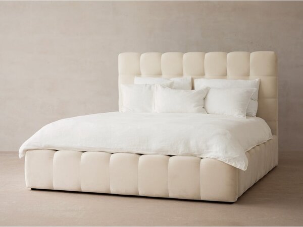 Letto matrimoniale imbottito beige con contenitore con griglia 200x200 cm Bali - Cosmopolitan Design