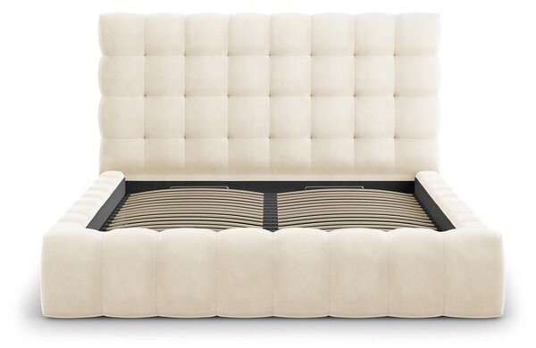 Letto matrimoniale imbottito beige con contenitore con griglia 200x200 cm Bali - Cosmopolitan Design