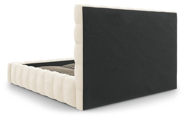 Letto matrimoniale imbottito beige con contenitore con griglia 200x200 cm Bali - Cosmopolitan Design