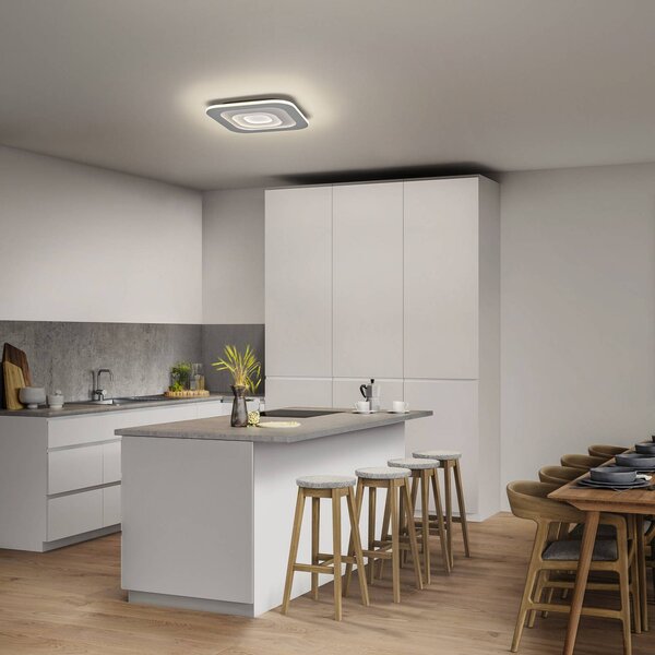 OSRAM Plafoniera soffitto ORBIS SPIRAL SQUARE, dimmerabile, Alluminio / Grigio / Zincato, Soggiorno / Sala da pranzo, Metallo, Moderno, Plafoniera