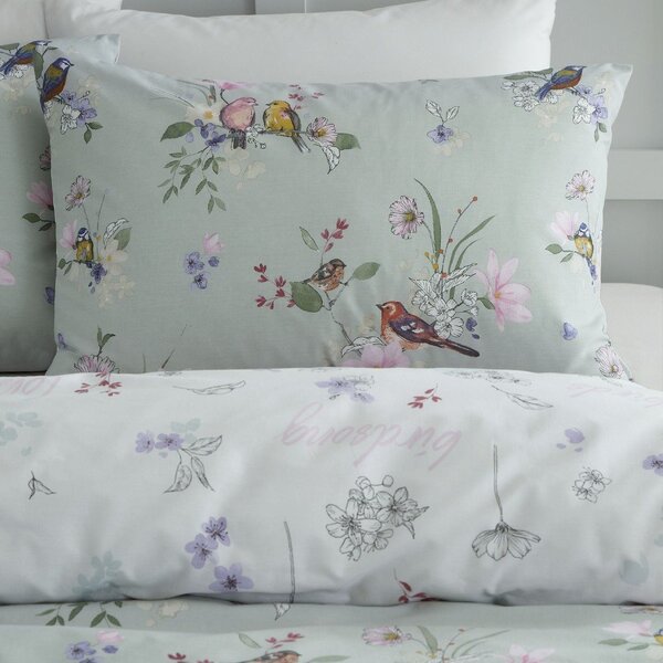 Set copripiumino e federa verde chiaro per letto matrimoniale e per letto esteso 230x220 cm Songbird – Catherine Lansfield