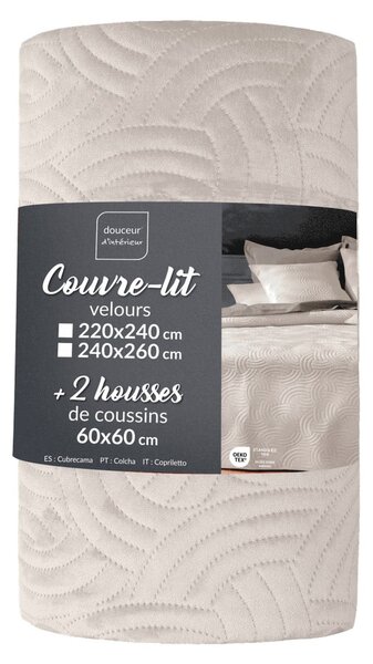 Set con copriletto e federa color crema in velluto 240x260 cm Solange – douceur d'intérieur