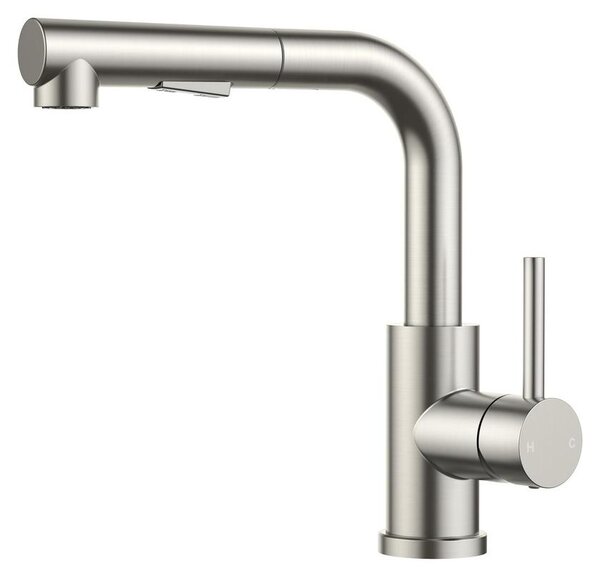 Rubinetto da cucina miscelatore - A L - Bocca estraibile - Rotazione 360° - Acciaio inox - Nero