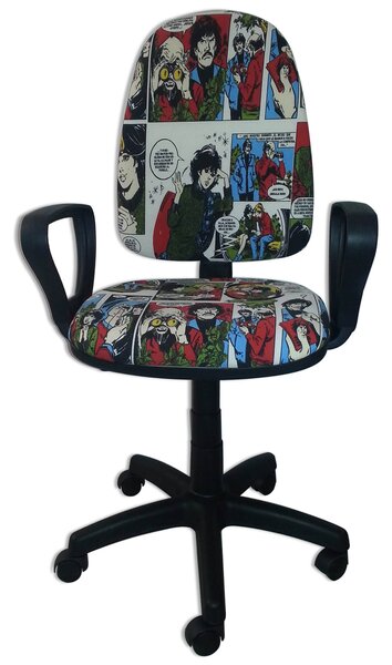Sedia Poltrona Operativa da Ufficio in Tessuto Renier Fumetto Colorato