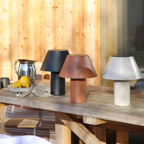 Markslöjd Lampada da tavolo LED solare Vivo, grigia, IP44, altezza 30 cm, dimmerabile, Alluminio / Grigio / Zincato, Metallo, Scandinavo, Lampade solari