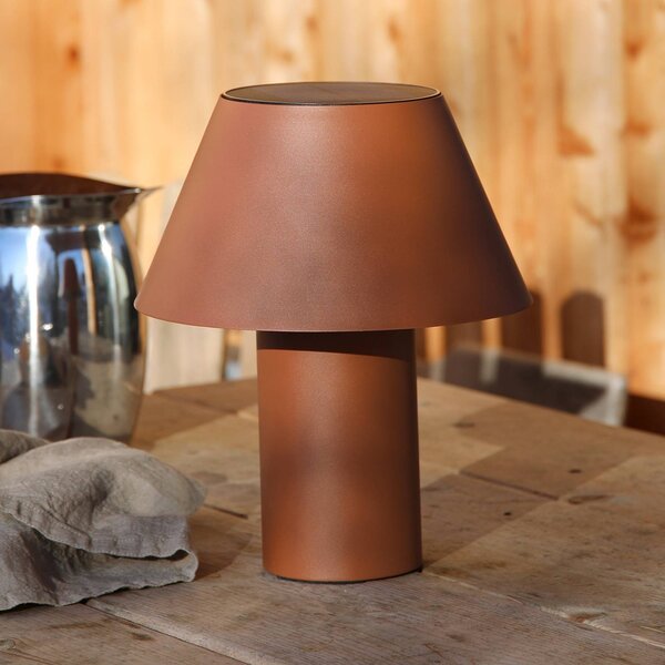 Markslöjd Lampada da tavolo solare a LED Vivo, marrone, IP44, altezza 30 cm, dimmerabile, Marrone / Ruggine, Metallo, Scandinavo, Lampade solari