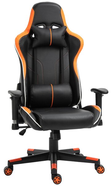 Sedia da Gaming Ergonomica 72x54x126-136 cm in PVC Nera e Arancione