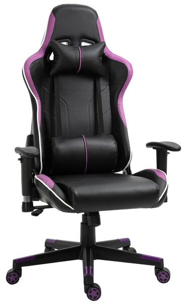 Sedia da Gaming Ergonomica 72x54x126-136 cm in PVC Nera e Viola