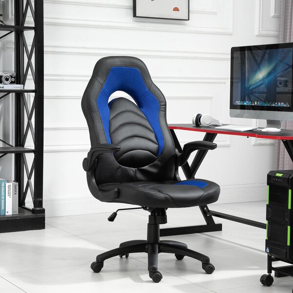 Sedia da Gaming Ergonomica 66,5x51x115-125 cm in Similpelle Nera e Blu