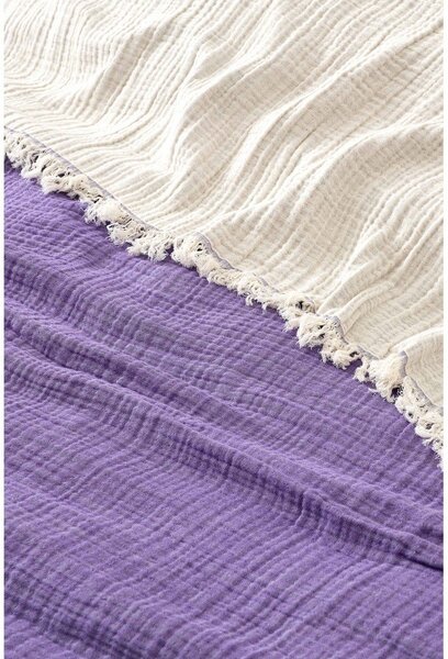 Copriletto in mussola viola per letto matrimoniale 230x250 cm - Mijolnir