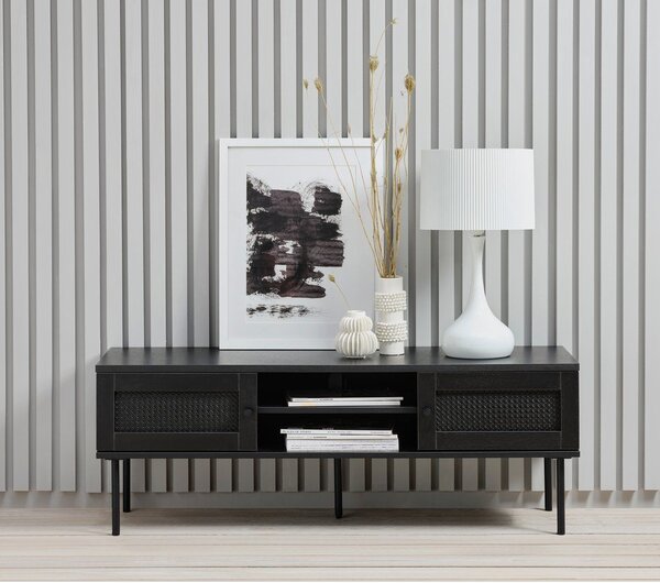 Tavolo TV nero in rovere 120x43 cm Pensacola - Unique Furniture