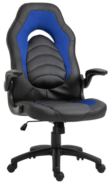 Sedia da Gaming Ergonomica 66,5x51x115-125 cm in Similpelle Nera e Blu