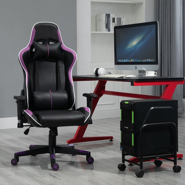 Sedia da Gaming Ergonomica 72x54x126-136 cm in PVC Nera e Viola