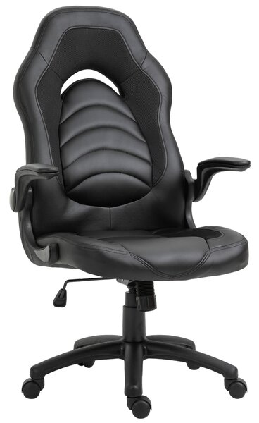 Sedia da Gaming Ergonomica 66,5x51x115-125 cm in Similpelle Nera