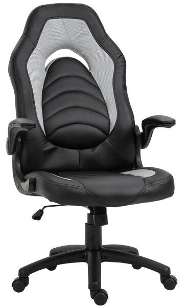 Sedia da Gaming Ergonomica 66,5x51x115-125 cm in Similpelle Nera e Grigia