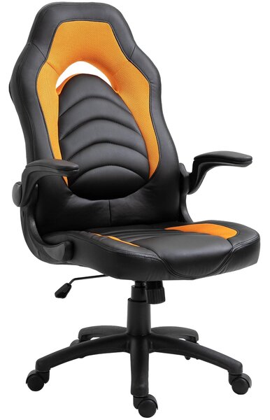 Sedia da Gaming Ergonomica 66,5x51x115-125 cm in Similpelle Nera e Arancione