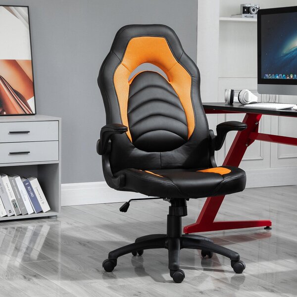 Sedia da Gaming Ergonomica 66,5x51x115-125 cm in Similpelle Nera e Arancione