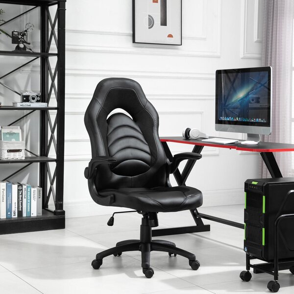 Sedia da Gaming Ergonomica 66,5x51x115-125 cm in Similpelle Nera