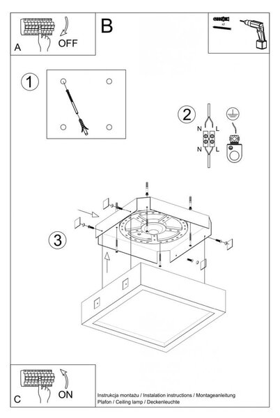 Lampada da soffitto 18W RIZA in Cemento e Vetro - Grigia
