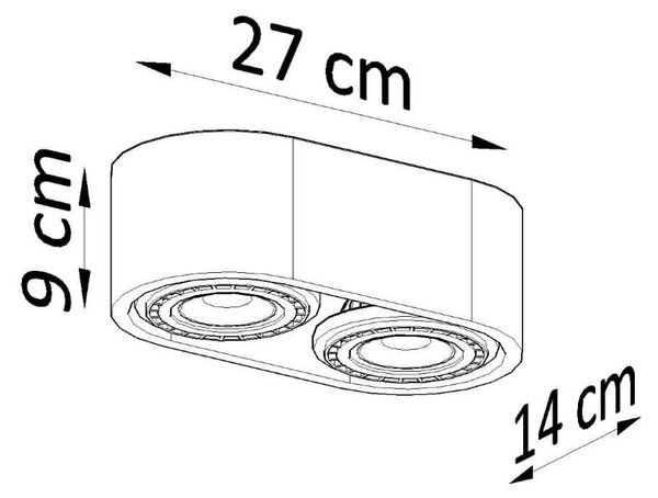 Lampada da soffitto BASIC 2 in Cemento 2 basi AR111 - Grigia