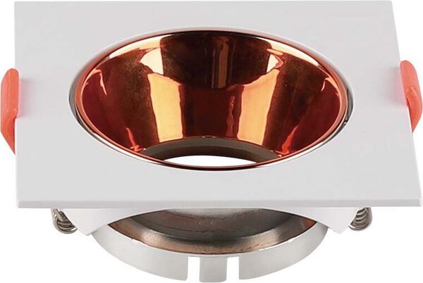 V-TAC VT-932 Portafaretto LED GU10 da Incasso quadrato Corpo Bianco Riflettore Oro Rosa - sku 6655