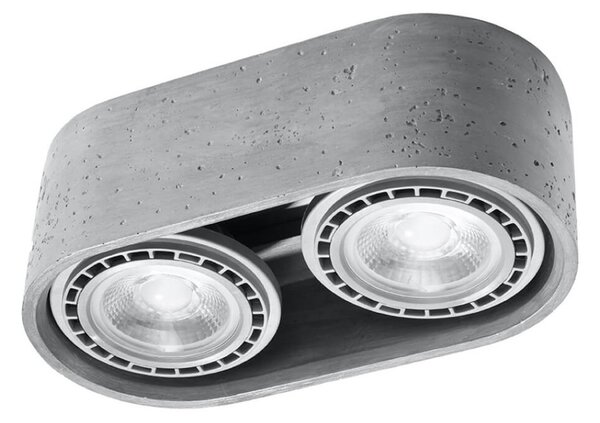 Lampada da soffitto BASIC 2 in Cemento 2 basi AR111 - Grigia