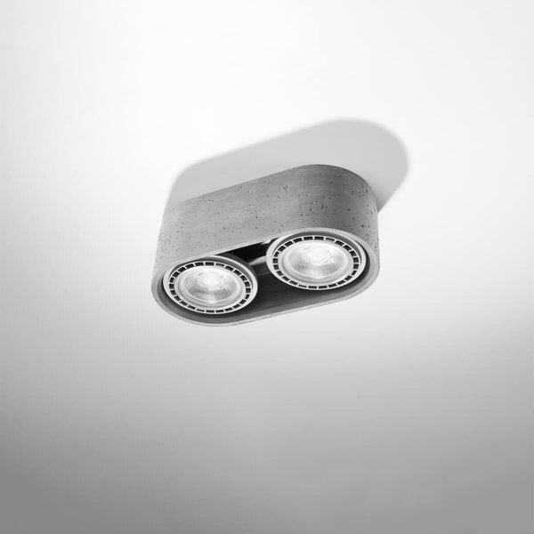 Lampada da soffitto BASIC 2 in Cemento 2 basi AR111 - Grigia