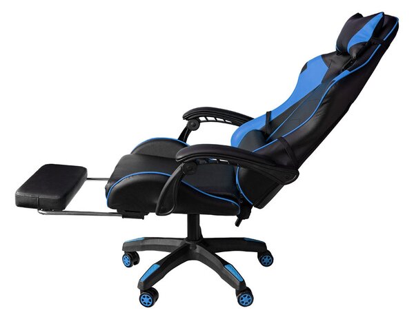 Sedia da Gaming Ergonomica 64x53x122-133 cm con Poggiapiedi in Similpelle Blu